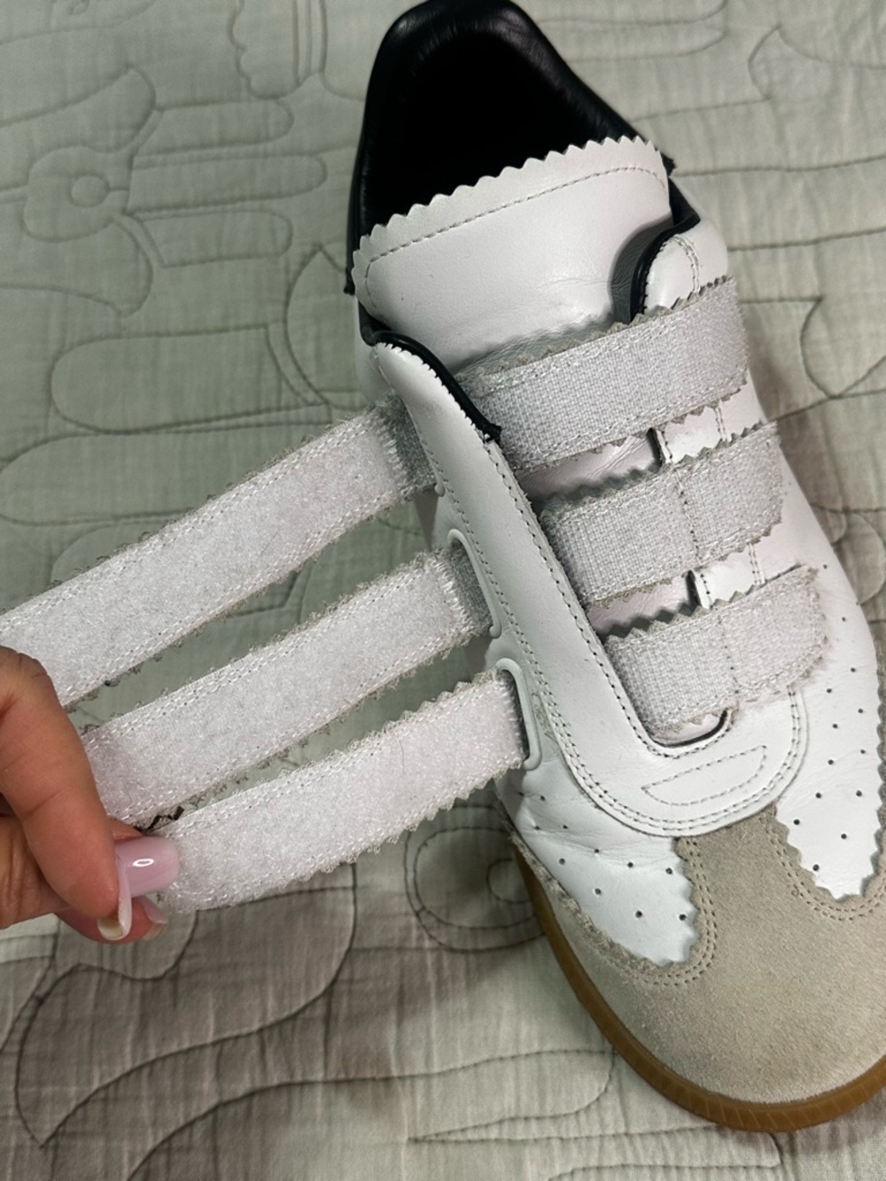 Isabel Marant Beth Velcro Sneakers White Black Suede Size 39 EU - Picture 9 of 13